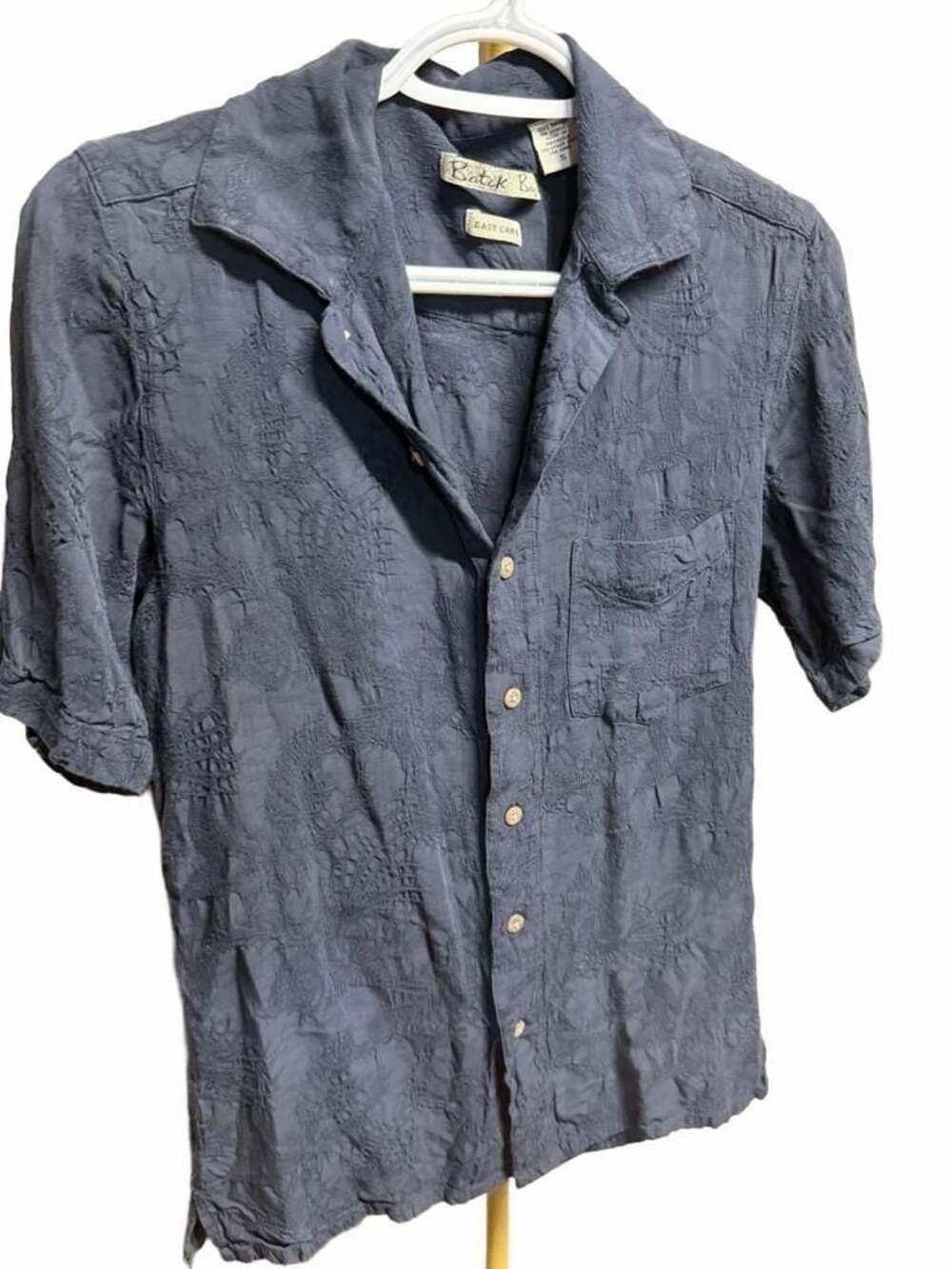 064 Batik Bay Blue Short Sleeve Textured Camp Shirt